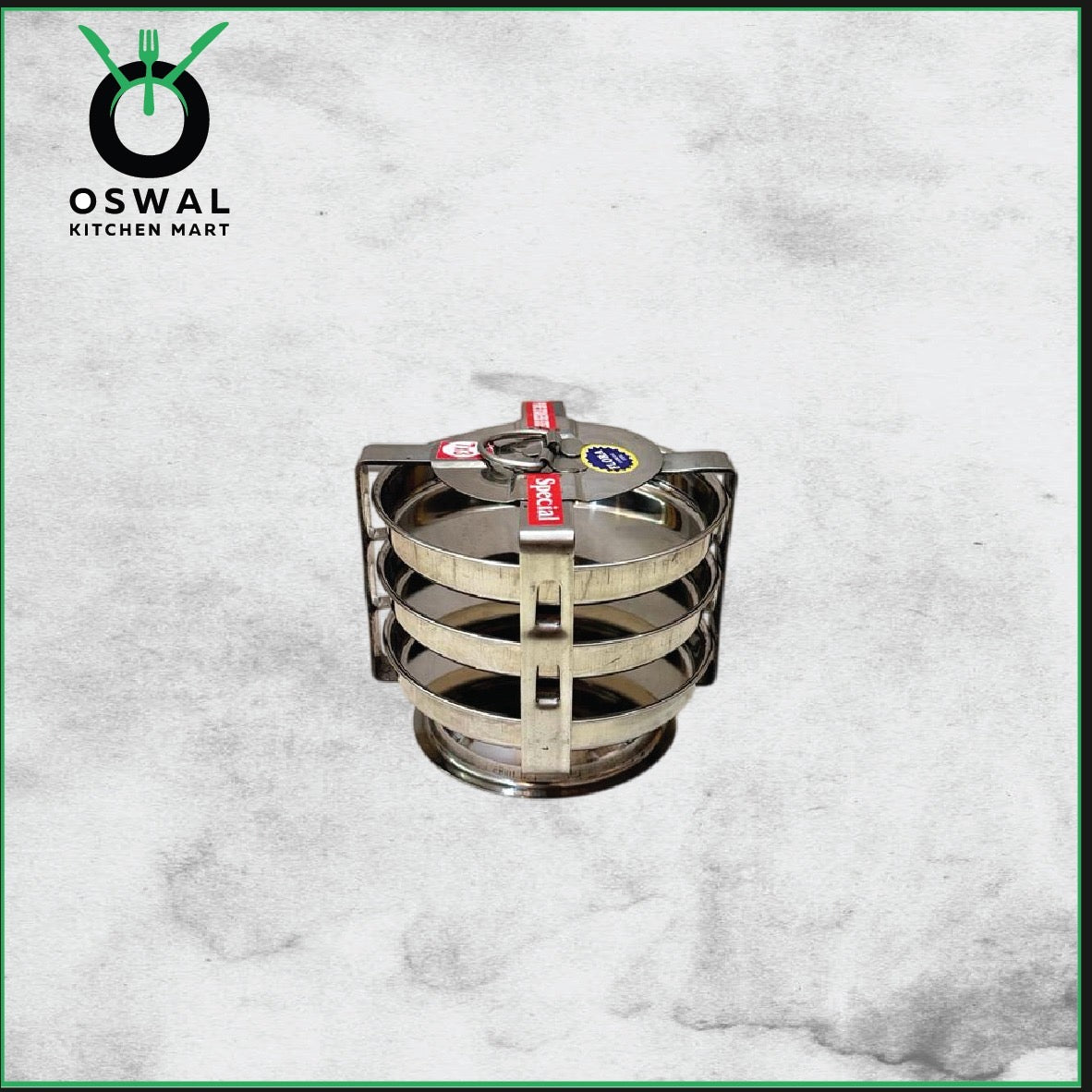 Stainless Steel 3 Plate Thatte Idli Stand| Thatte Idli Plate with Stand| Stainless Steel Dhokla/Thatte Idli Stand With 3 Plates| Pack of 1