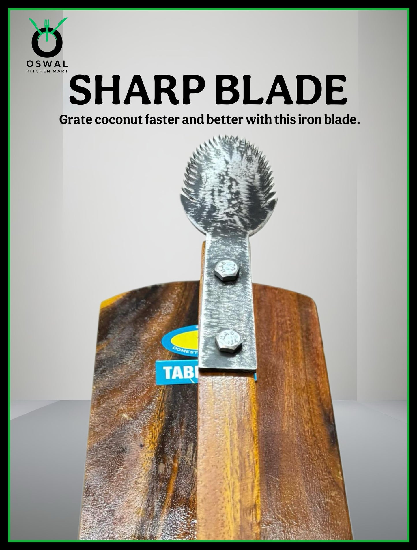 Traditional Table Top Wooden Coconut Scraper with Sharp Iron Blade – Handcrafted & Durable