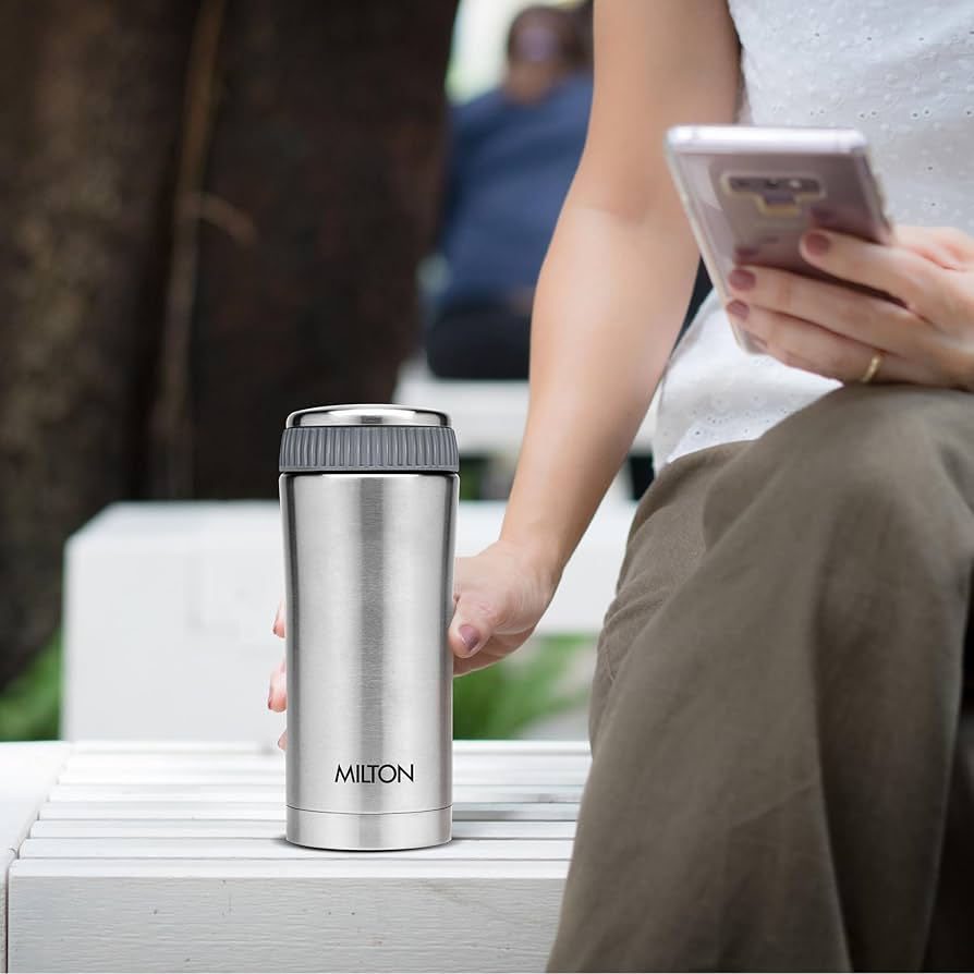 Milton Optima 420 Ml Thermosteel Hot and Cold Flask, 420 ml | ISI Certified | Vacuum Insulated | Rust Proof | Leak Proof | Tea | Coffee | Juice