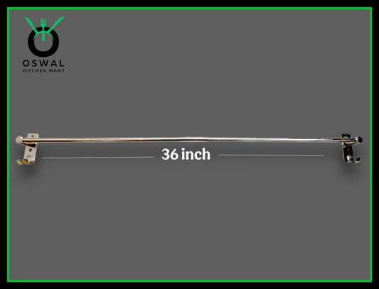 Stainless Steel Towel Rod with Double Hooks – 36-Inch Wall Mounted Hanger for Bathroom