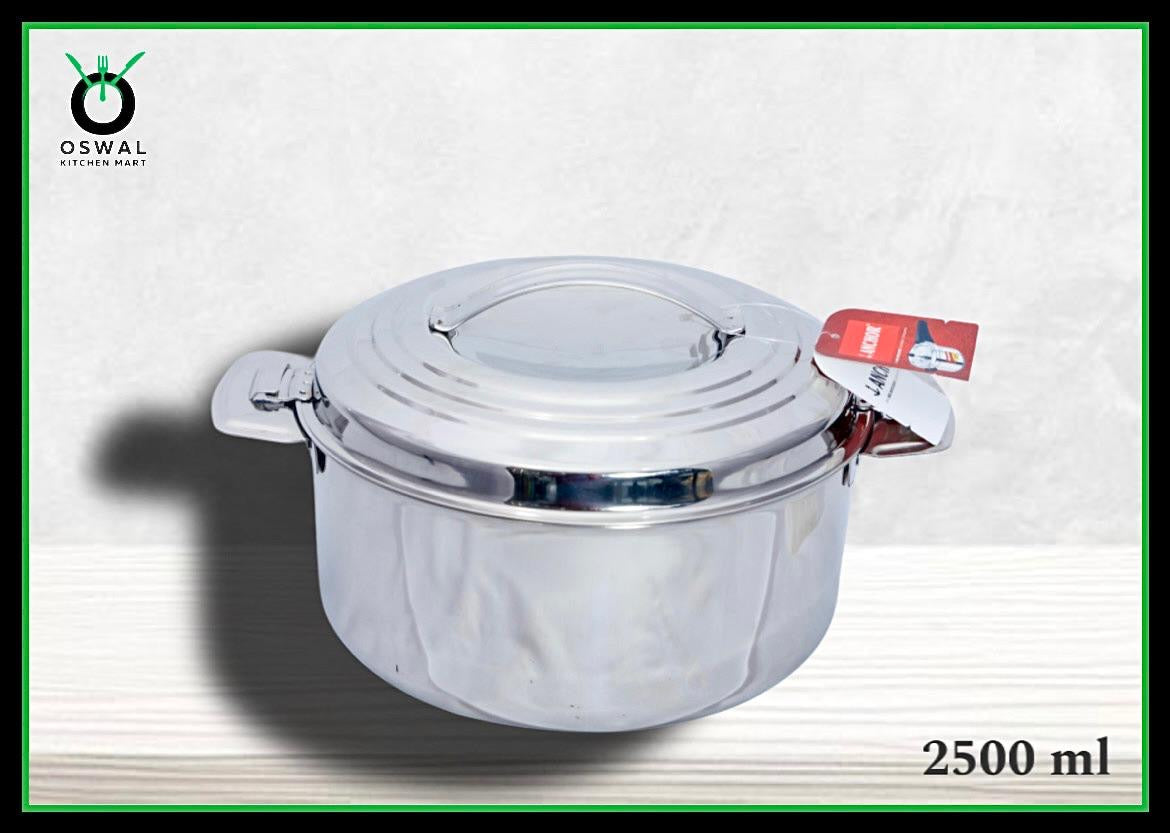 Anchor 2500 ml (2.5 Litre) Stainless Steel Hot Box | Extra Large Double Wall Insulated Container | Strong, Leak-Proof & Durable | Keeps Food Hot for Hours