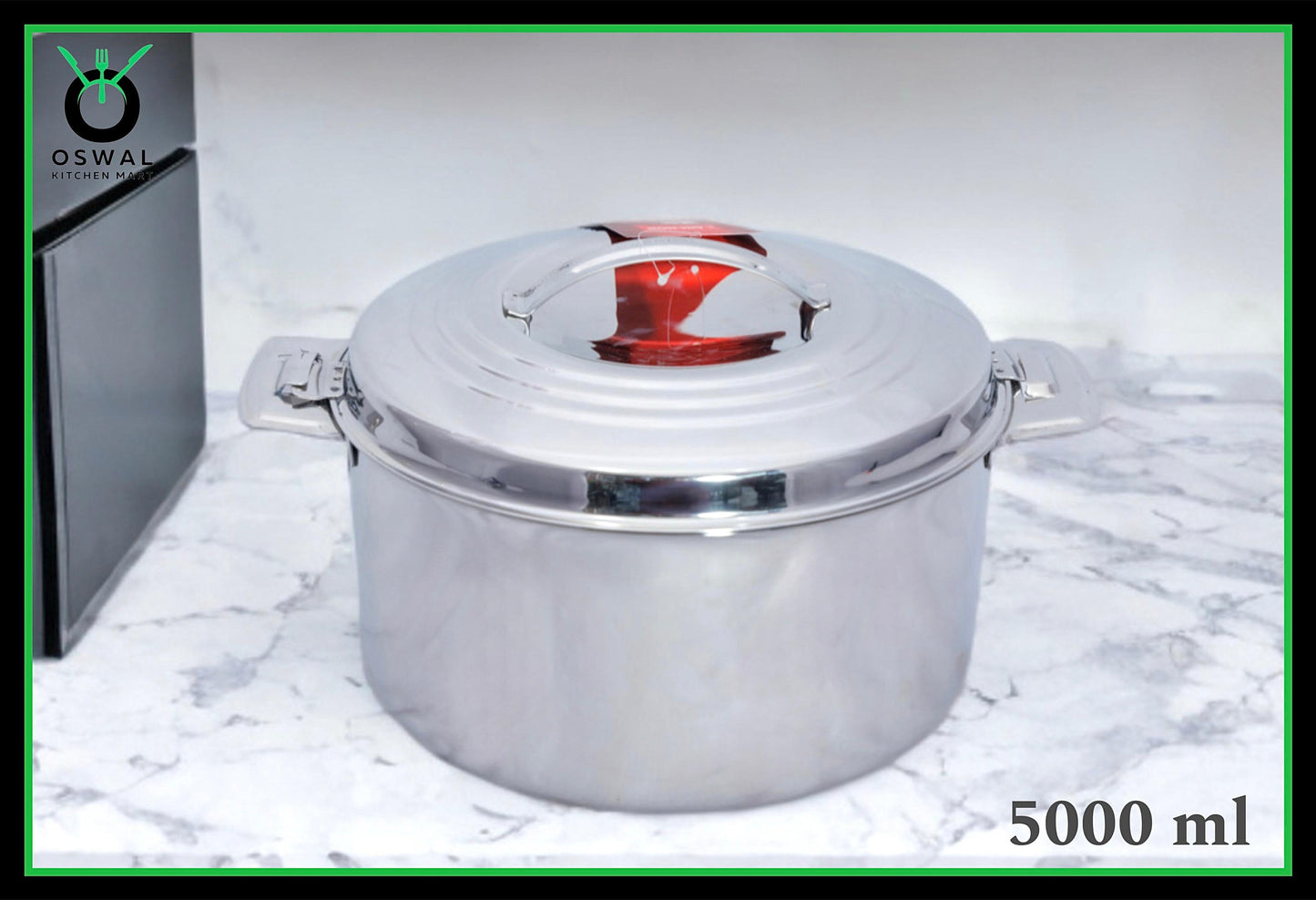 Anchor 5000 ml (5 Litre) Stainless Steel Hot Box | Extra Large Double Wall Insulated Food Container | Leak-Proof & Keeps Food Hot for Hours