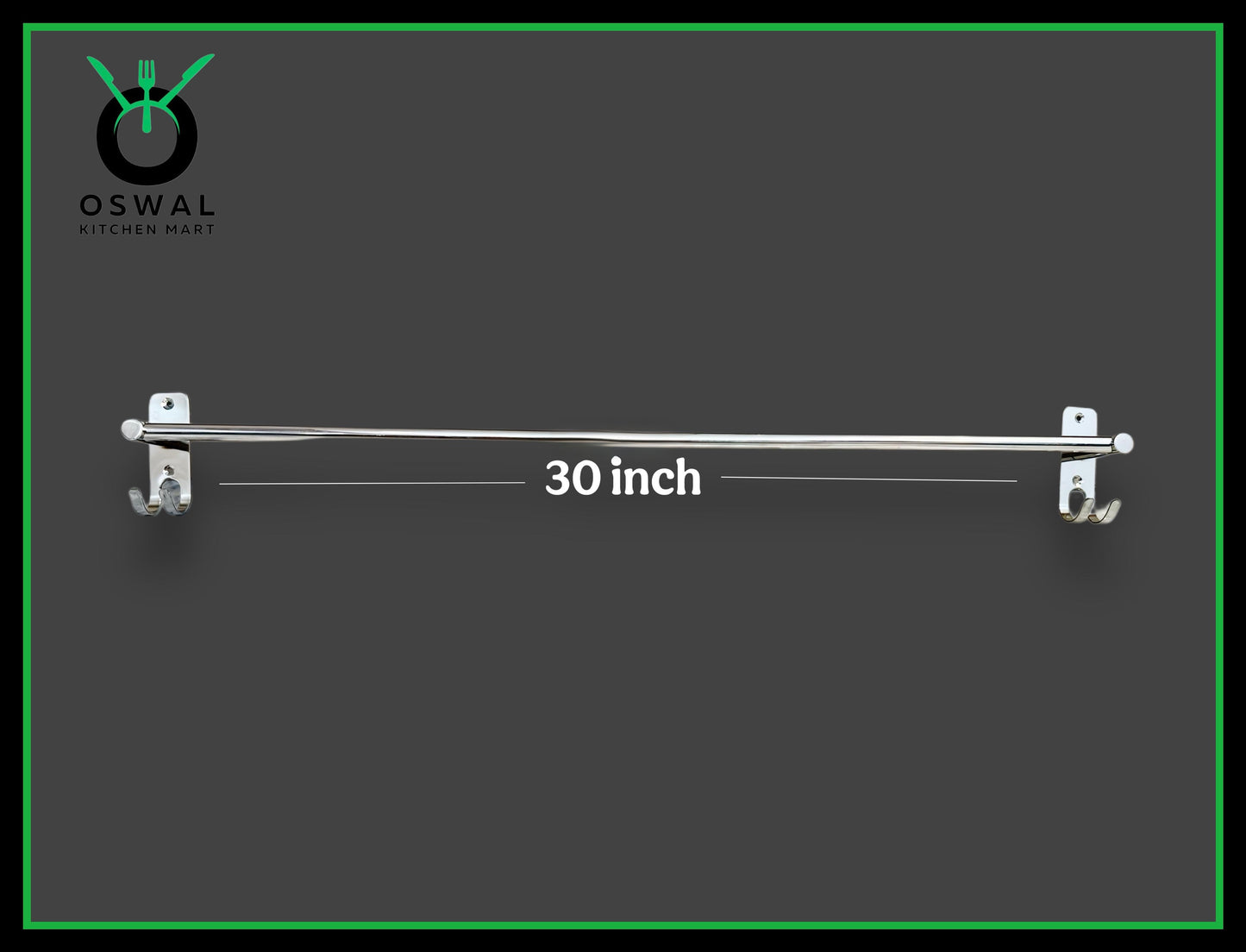 Stainless Steel Towel Rod with Double Hooks – 30-Inch Wall Mounted Hanger for Bathroom