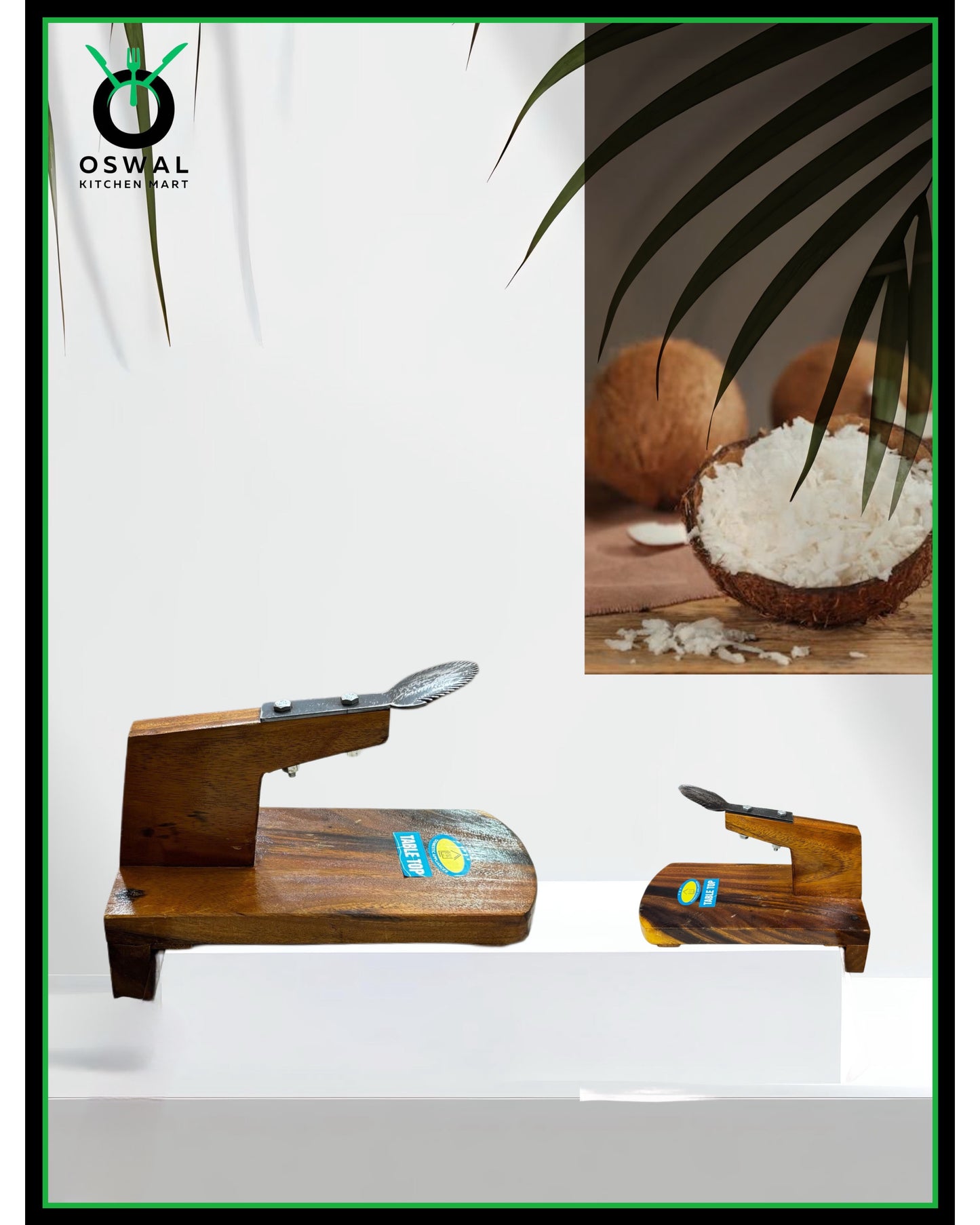 Traditional Table Top Wooden Coconut Scraper with Sharp Iron Blade – Handcrafted & Durable