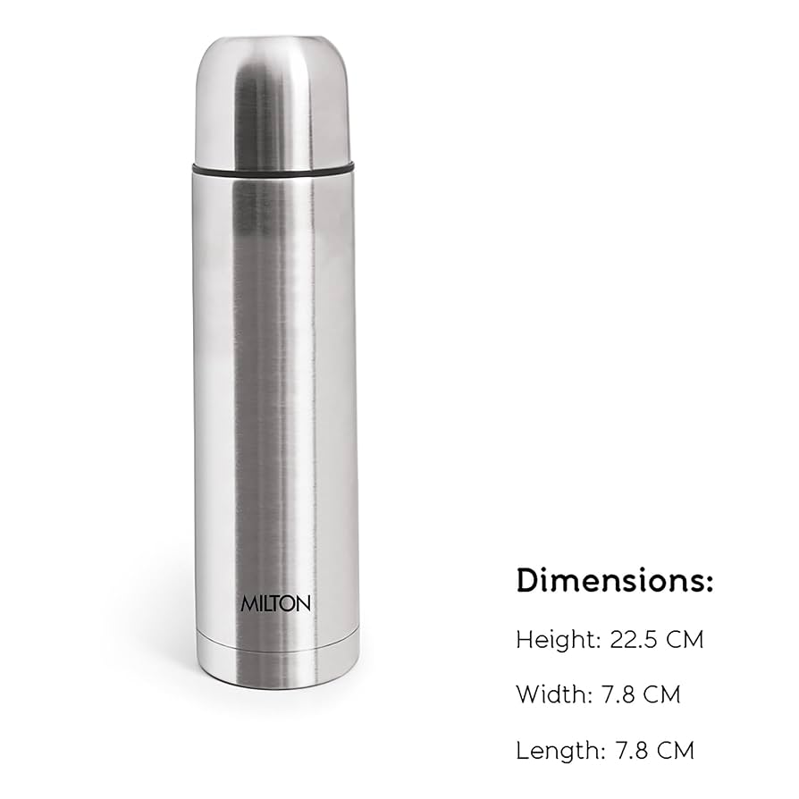 Milton Plain Lid 350 ml Thermosteel flask 350 ml, 24 Hr Hot and Cold I Leak Proof Lid with Jacket, ISI Certified I Vacuum Insulated I for Office, Gym, School