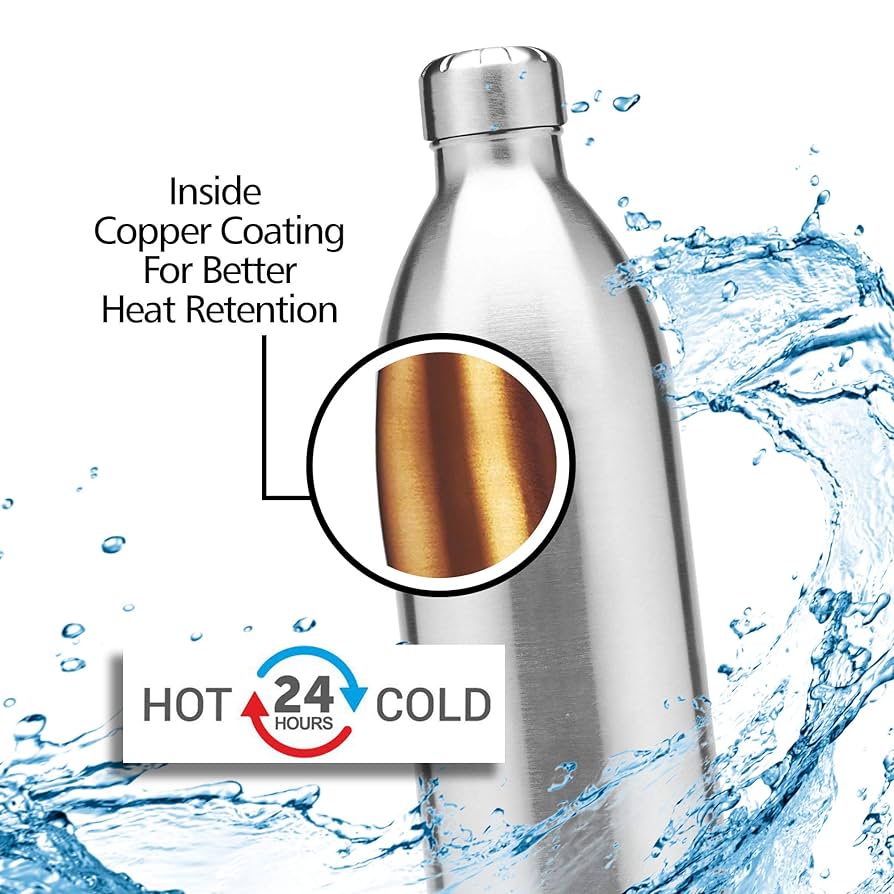 Milton Duo DLX 1800 Ml Thermosteel Water Bottle 1.8 Litre, 24 Hr Hot and Cold I Leak Proof Lid, ISI Certified I Vacuum Insulated I for Office, Gym, School