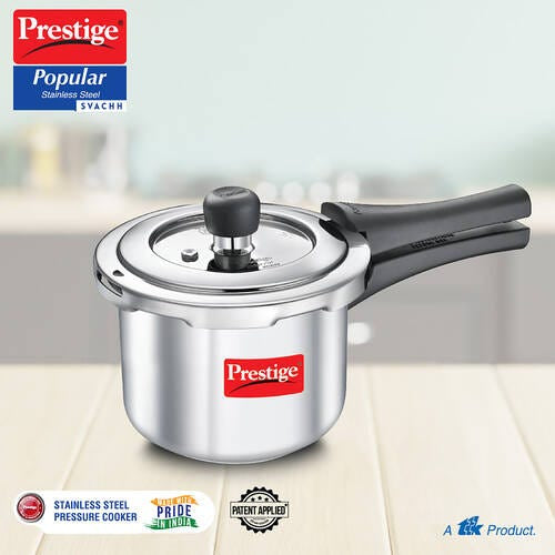 Prestige Popular Svachh Spillage Control Stainless Steel Outer Lid Pressure Cooker, 1.5 Litre