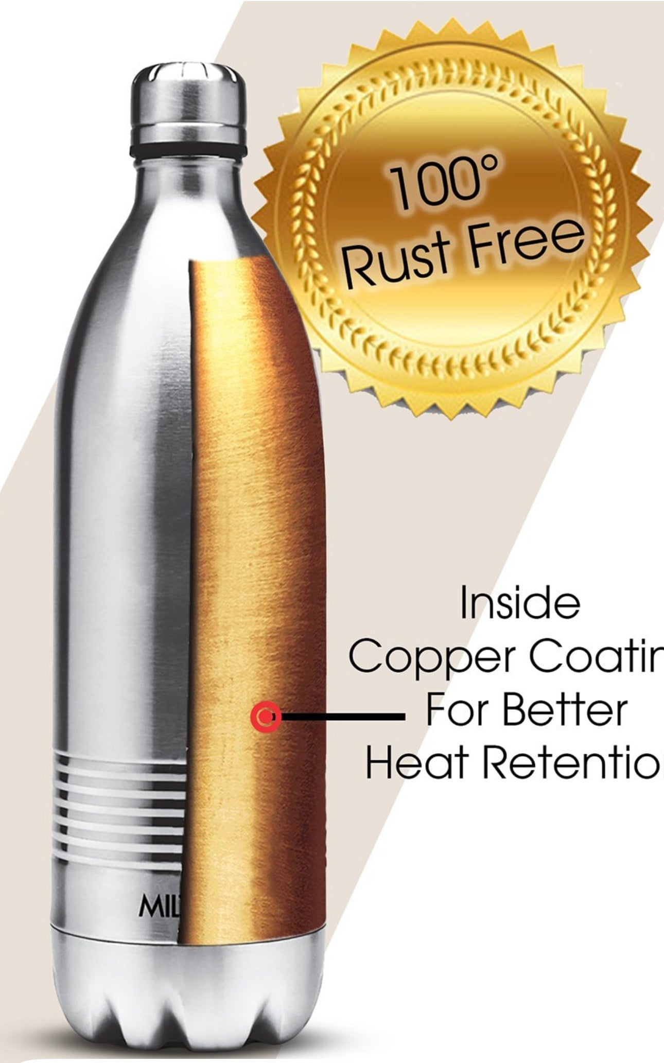 Milton Duo DLX 750 Ml Thermosteel 750 ml Water Bottle, 24 Hr Hot and Cold I Leak Proof Lid, ISI Certified I Vacuum Insulated I for Office, Gym, School