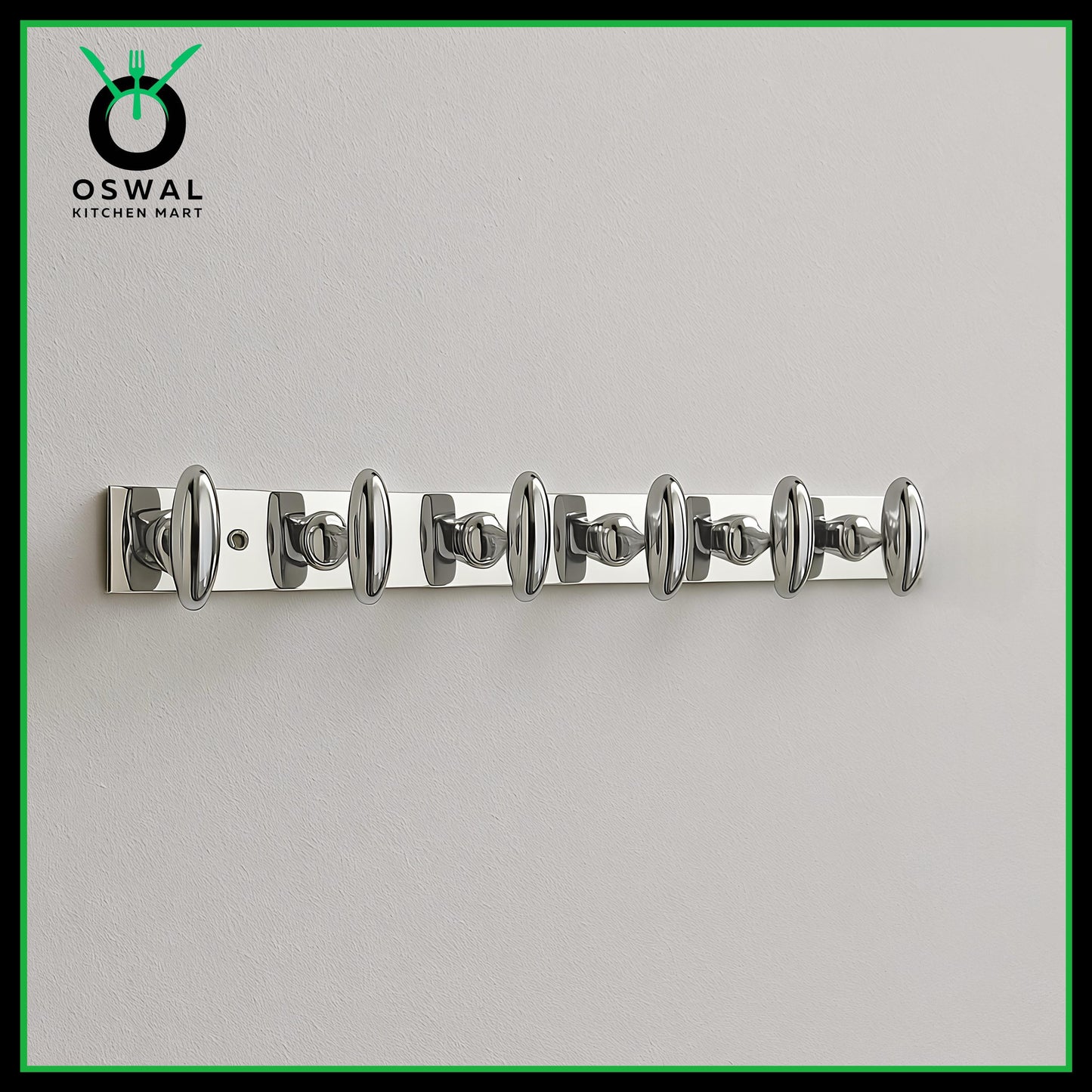 Stainless Steel Wall Mounted 6-Hook Hanger Rack (Pack of 1)