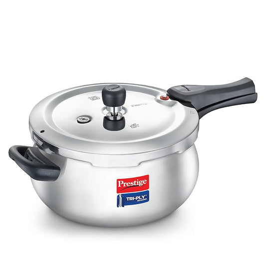 Prestige 5 Litre Svachh Tri-Ply handi pressure cooker(outer lid)|Deep Lid for spillage control|5 years warranty