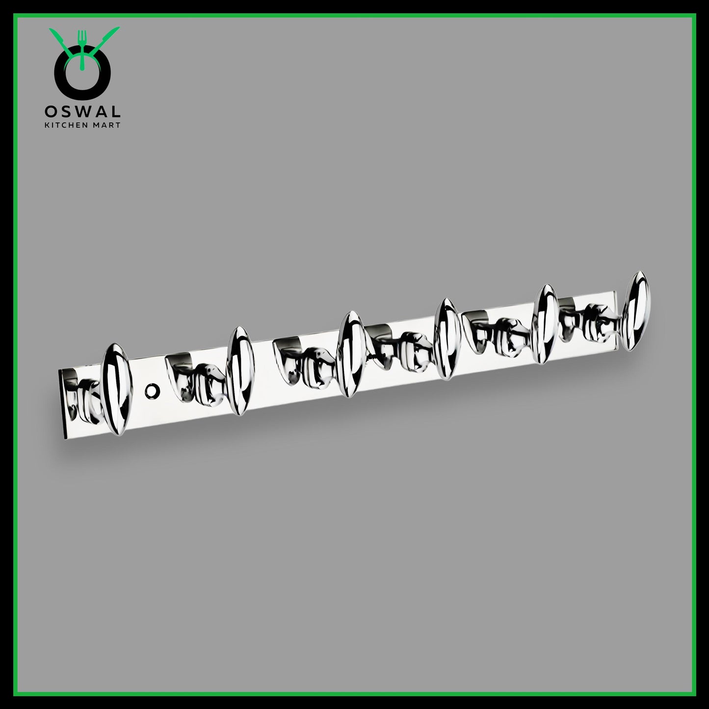 Stainless Steel Wall Mounted 6-Hook Hanger Rack (Pack of 1)