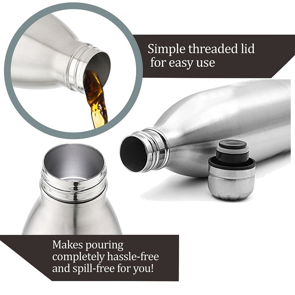 Milton Duo DLX 1000 Ml Thermosteel Bottle, 1000 ml Water Bottle, 24 Hours Hot and Cold, Easy to Carry, Easy Grip, Rust Proof, Tea, Coffee, Office, Travel Bottle