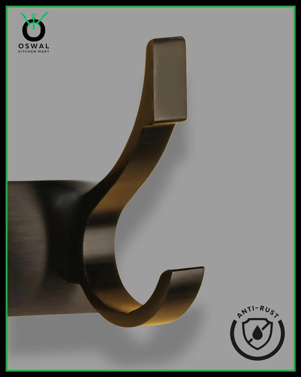 Stainless Steel Black Wall Mounted 6-Hook Hanger | Heavy-Duty Dual Hooks for Bathroom, Kitchen & Home | Pack of 1