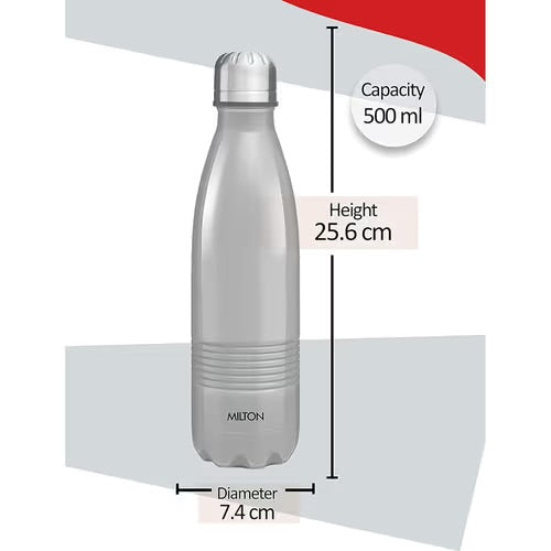 Milton Duo DLX 500 Ml Thermosteel Water Bottle 500 ml, 24 Hr Hot and Cold I Leak Proof Lid, ISI Certified I Vacuum Insulated I for Office, Gym, School