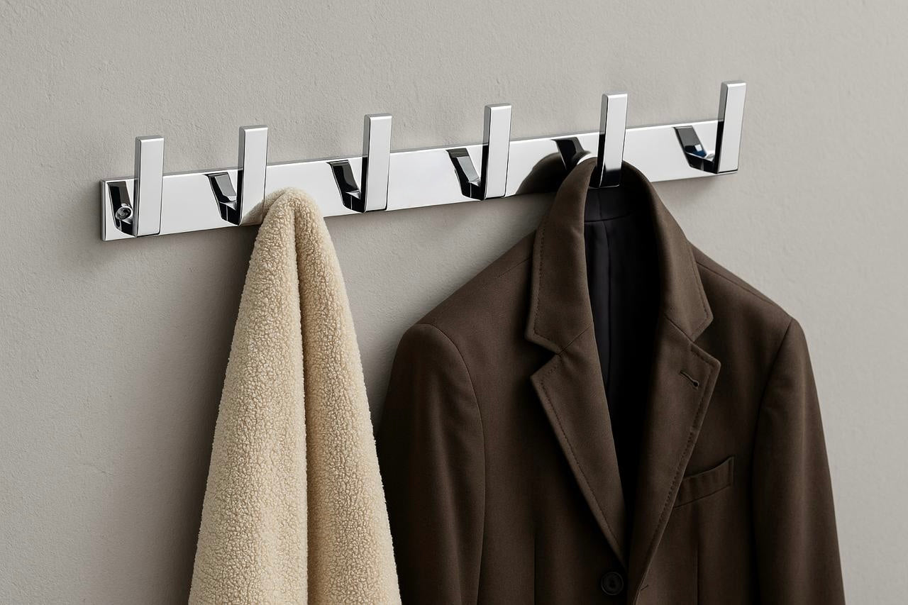 Stainless Steel Wall Mounted 6-Hook Hanger Rack (Pack of 1)