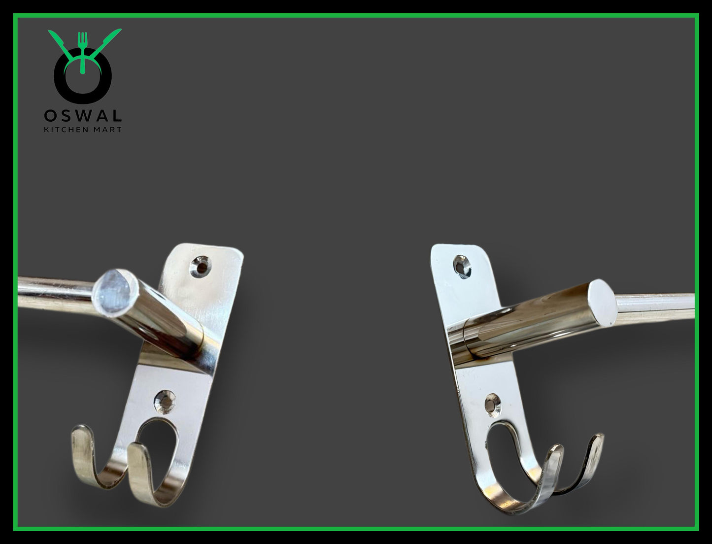 Stainless Steel Towel Rod with Double Hooks – 18-Inch Wall Mounted Hanger for Bathroom