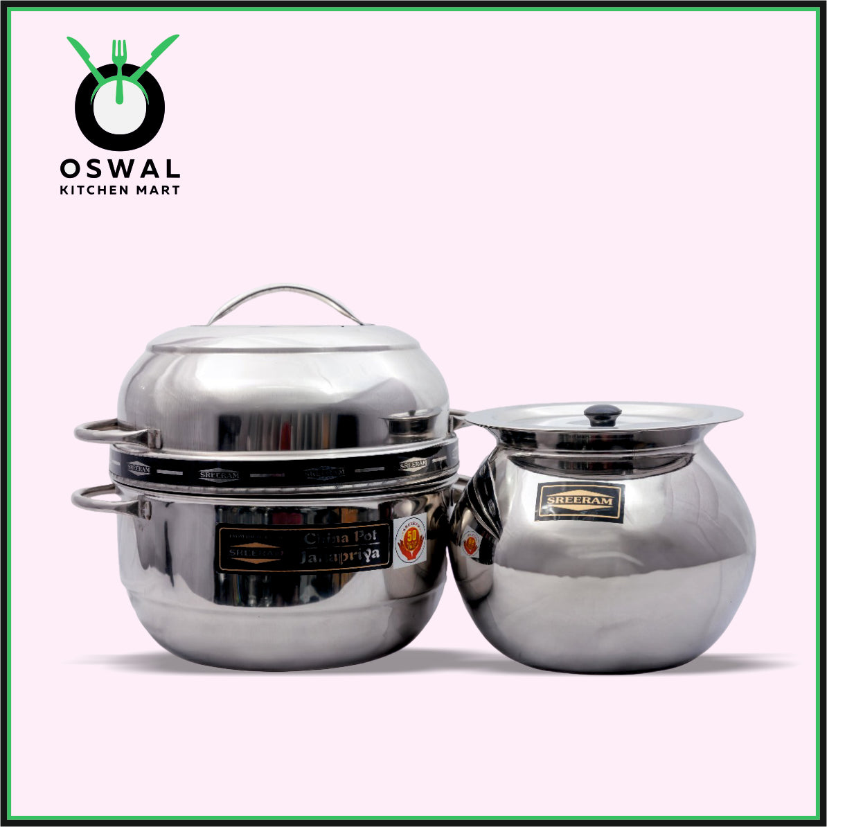 Sreeram Janapriya Stainless Steel Thermal Rice Cooker – 2 Kilogram (8 Paav) Double Layer Stainless Steel Thermal Cooker| Stainless Steel Steam Pot