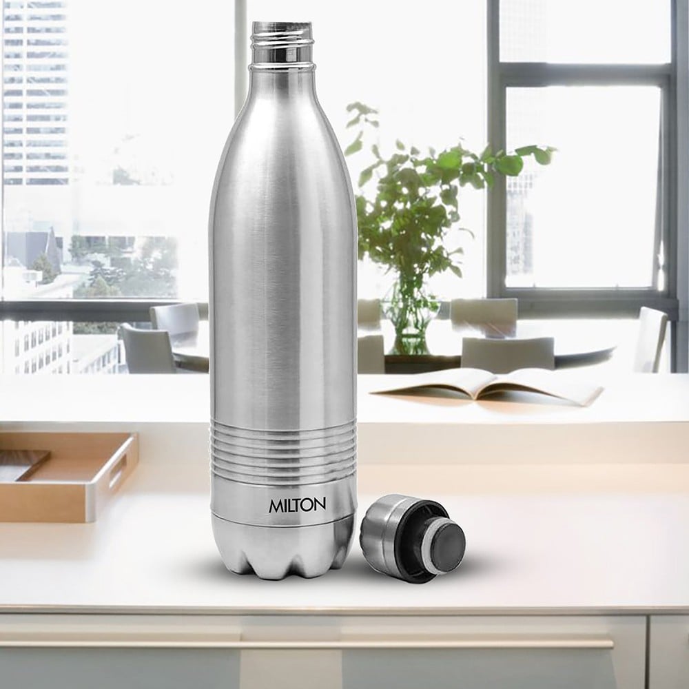 Milton Duo DLX 1000 Ml Thermosteel Bottle, 1000 ml Water Bottle, 24 Hours Hot and Cold, Easy to Carry, Easy Grip, Rust Proof, Tea, Coffee, Office, Travel Bottle
