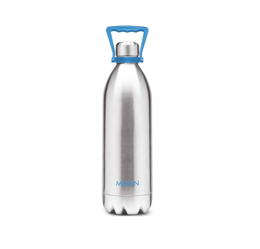 Milton Duo DLX 2000 Ml Thermosteel Bottle, 2 Litre Water Bottle with handle, 24 Hours Hot and Cold, Easy to Carry, Easy Grip, Rust Proof, Tea, Coffee, Office, Travel Bottle