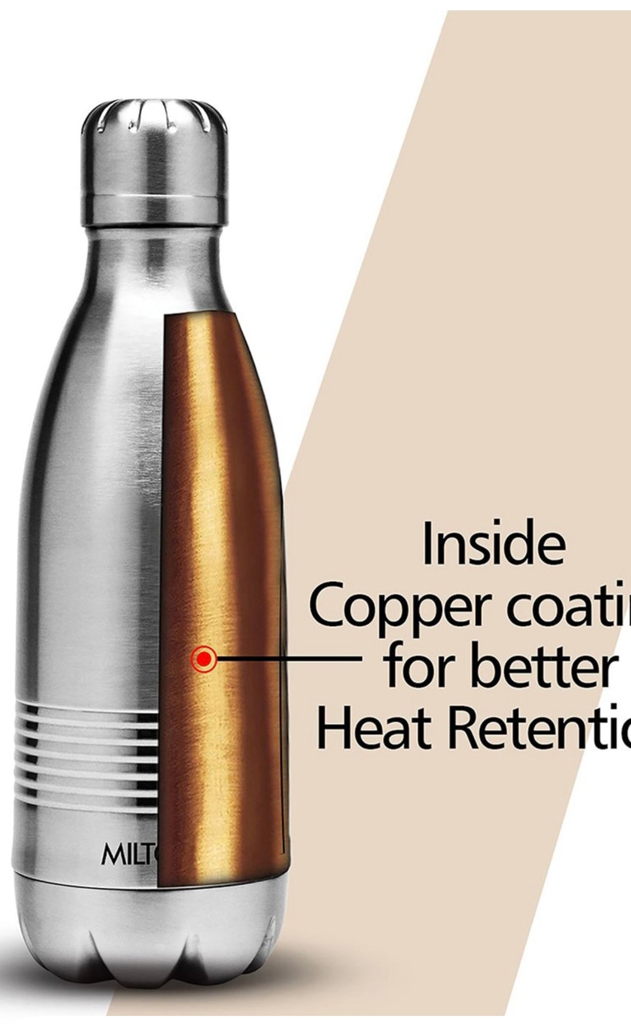 Milton Duo DLX 350 Ml Thermosteel Water Bottle 350 ml, 24 Hr Hot and Cold I Leak Proof Lid, ISI Certified I Vacuum Insulated I for Office, Gym, School