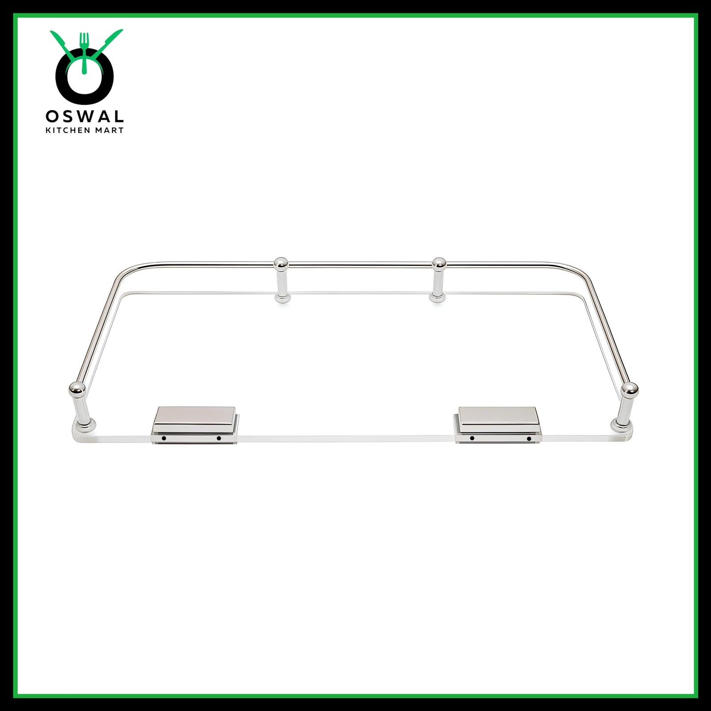 Chirag 18x6 Inch Clear Acrylic Shelf with Stainless Steel Railing – Pack of 1