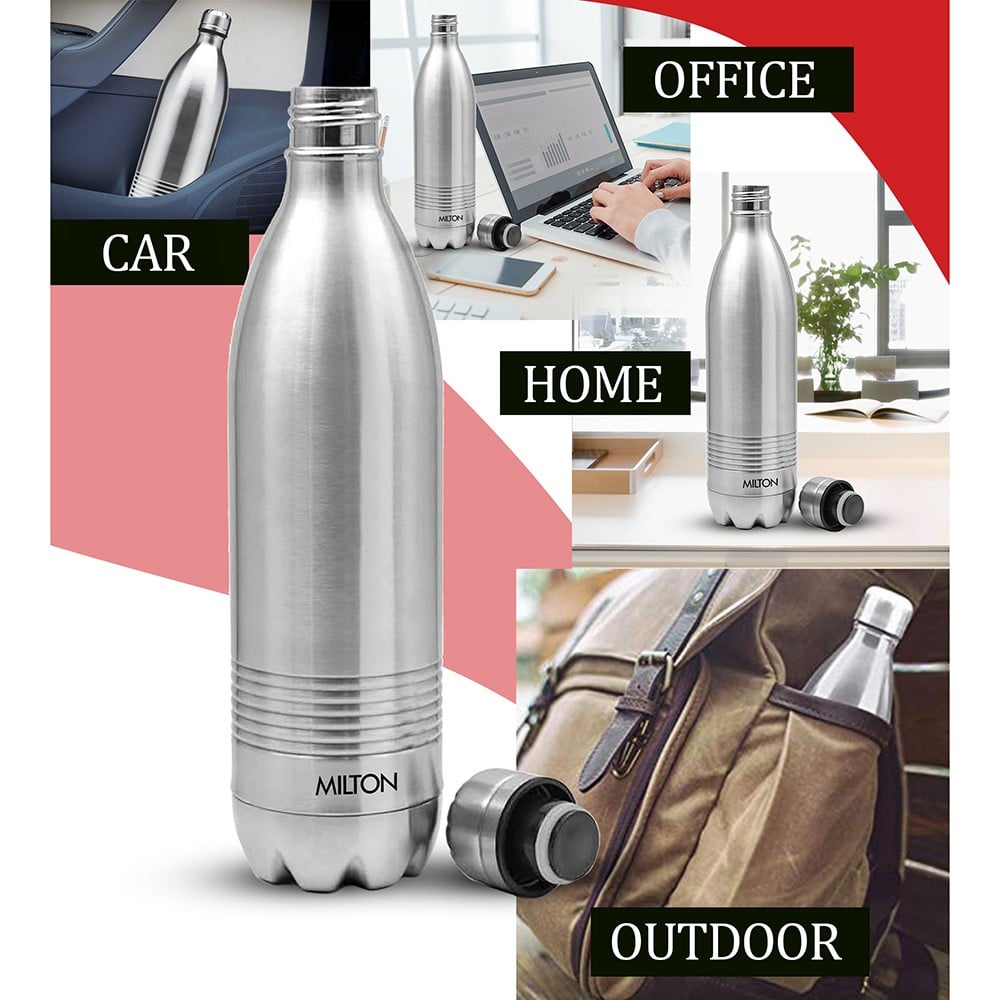 Milton Duo DLX 1000 Ml Thermosteel Bottle, 1000 ml Water Bottle, 24 Hours Hot and Cold, Easy to Carry, Easy Grip, Rust Proof, Tea, Coffee, Office, Travel Bottle