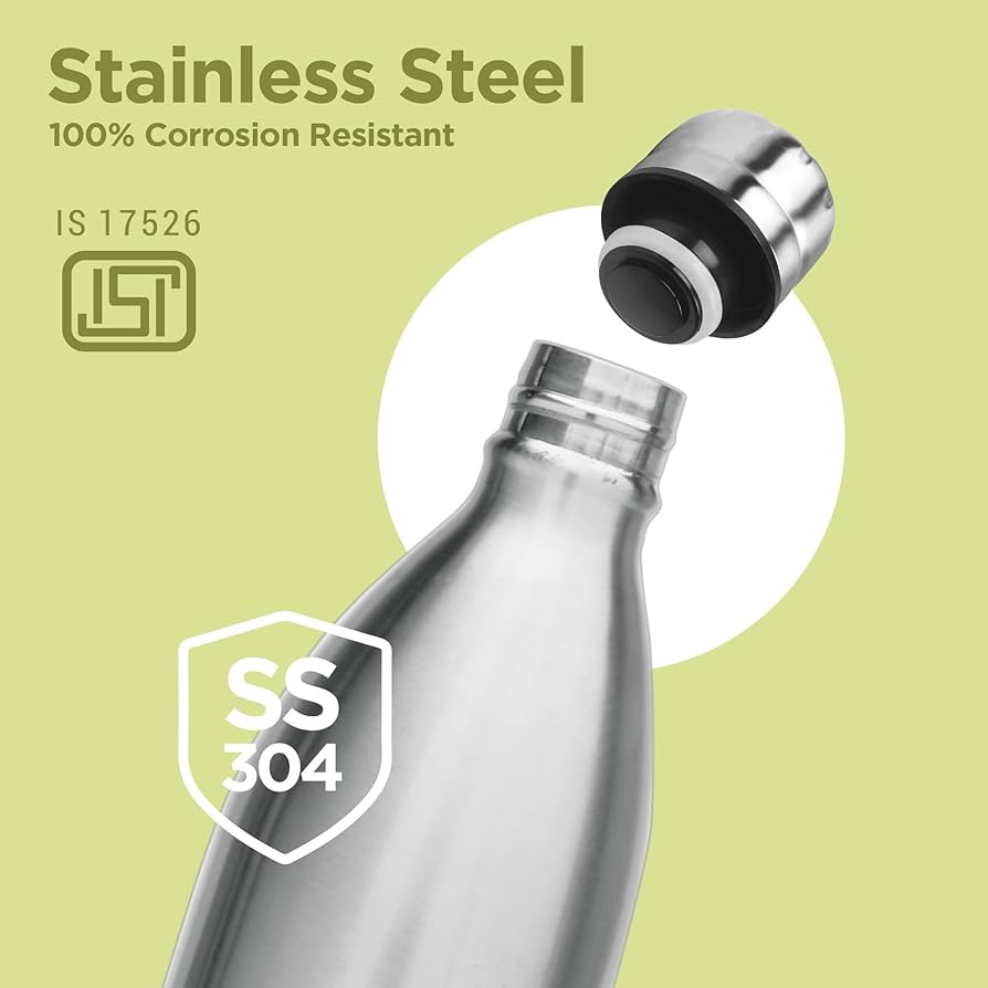 Milton Duo DLX 1500 Ml Thermosteel Water Bottle 1.5 Litre, 24 Hr Hot and Cold I Leak Proof Lid, ISI Certified I Vacuum Insulated I for Office, Gym, School