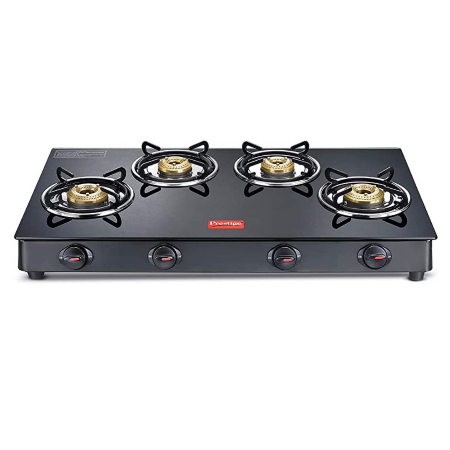 Prestige Magic Toughened Glass Top 4 Brass Burner Gas Stove