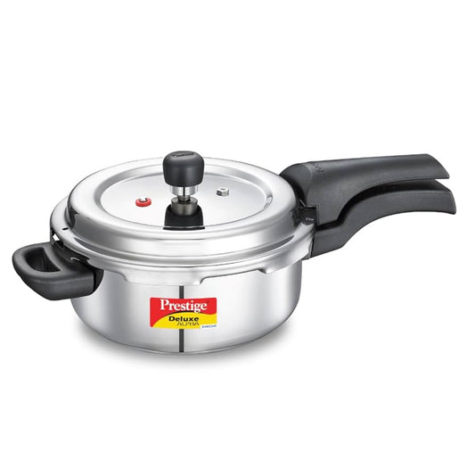 Prestige 3L Svachh Deluxe Alpha stainless steel Pressure Cooker|Outer lid|3-4 personsl|Deep lid for spillage control|Gas & induction compatible|Controlled GasketRelease System|10 years warranty