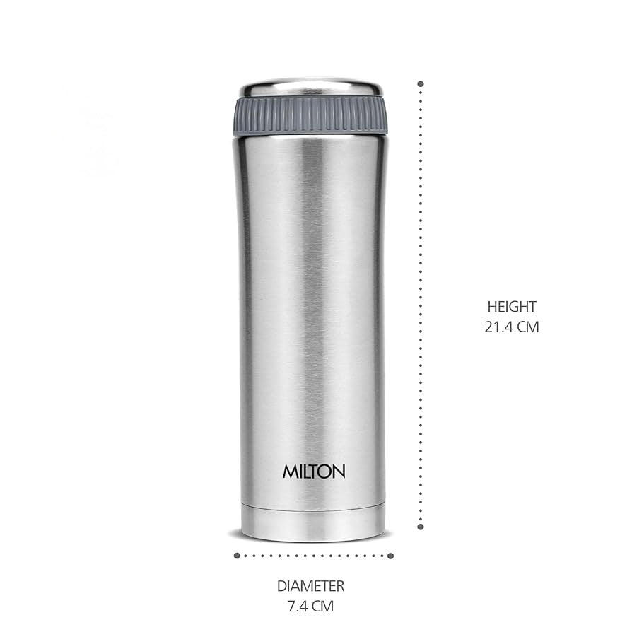 Milton Optima 500 Ml Thermosteel Hot and Cold Flask, 500 ml | ISI Certified | Vacuum Insulated | Rust Proof | Leak Proof | Tea | Coffee | Juice