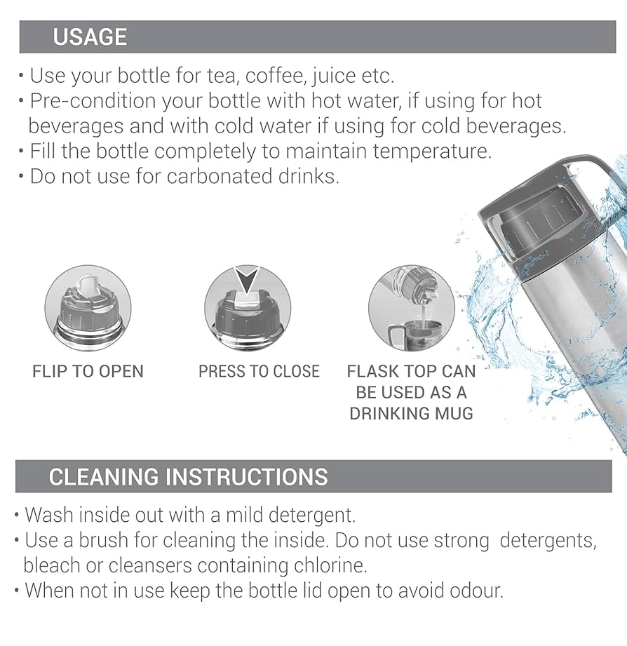 MILTON Glassy 350 Ml Thermosteel Vacuum Insulated Double Walled Flask with Drinking Cup lid & Jacket, 350 ml flask,24 Hours Hot & Cold, Easy to Carry,Rust Proof, Tea, Coffee, Travel Bottle,Grey