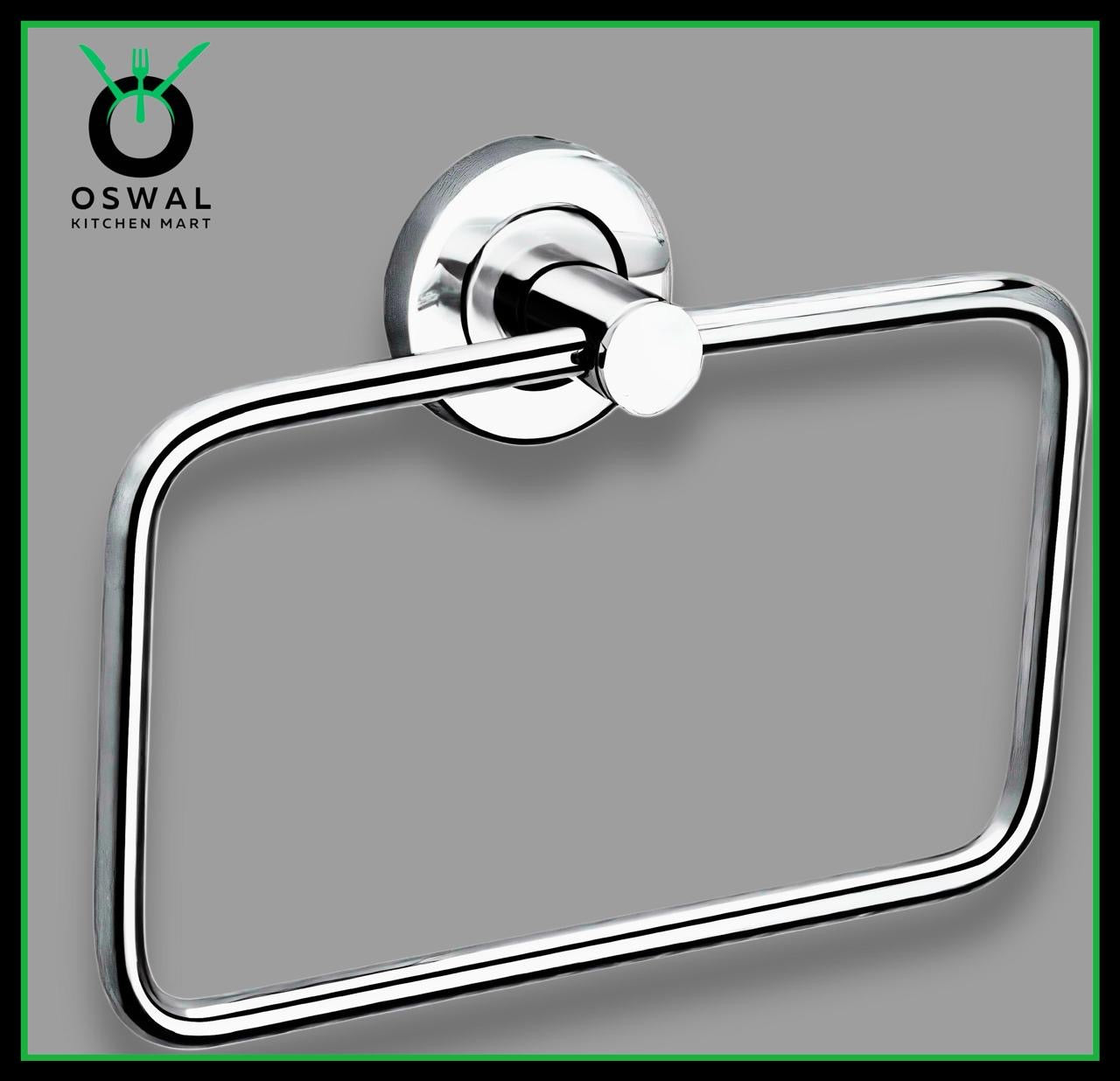 Stainless Steel Rectangular Towel Ring for Bathroom | Wall Mounted Napkin & Hand Towel Holder | Pack of 1