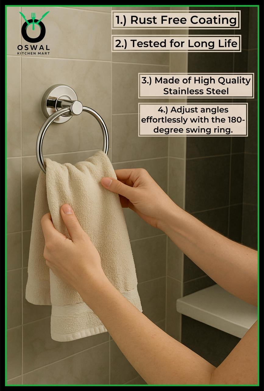 Round Towel Ring for Bathroom – Stainless Steel Napkin & Towel Holder (Pack of 1)