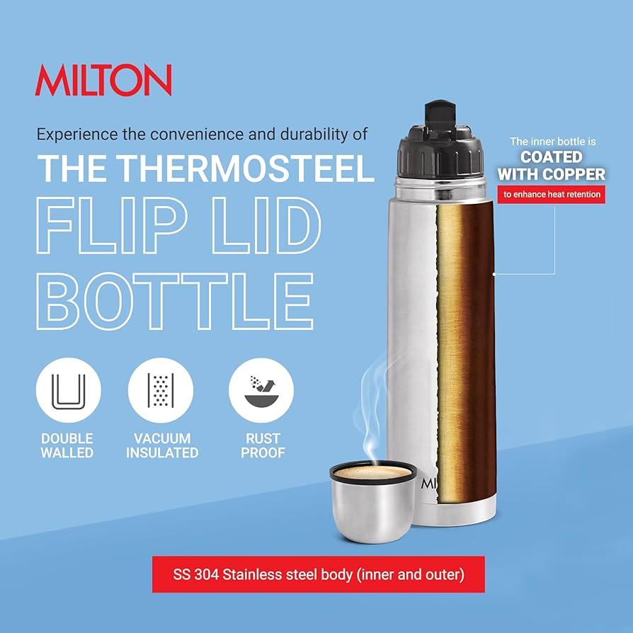 Milton Flip Lid 500ML Thermosteel 24 Hours Hot And Cold Flask