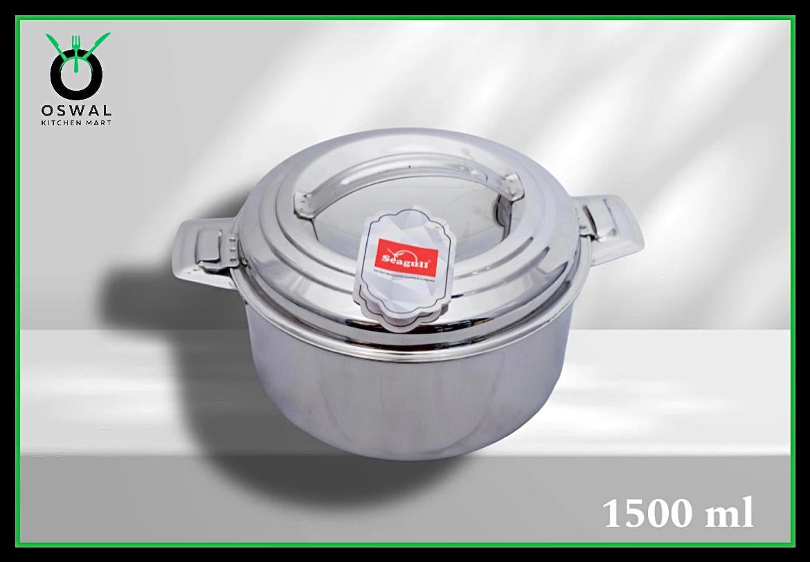 Anchor 1500 ml (1.5 Litre) Stainless Steel Hot Box | Double Wall Insulated | Leak-Proof & Durable | Keeps Food Hot for Hours | Steel Lunch/Dinner Container with Locking Lid