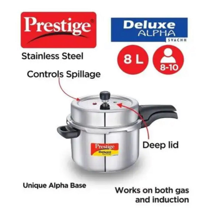 Prestige 8L Deluxe Alpha Svachh Stainless Steel Pressure Cooker