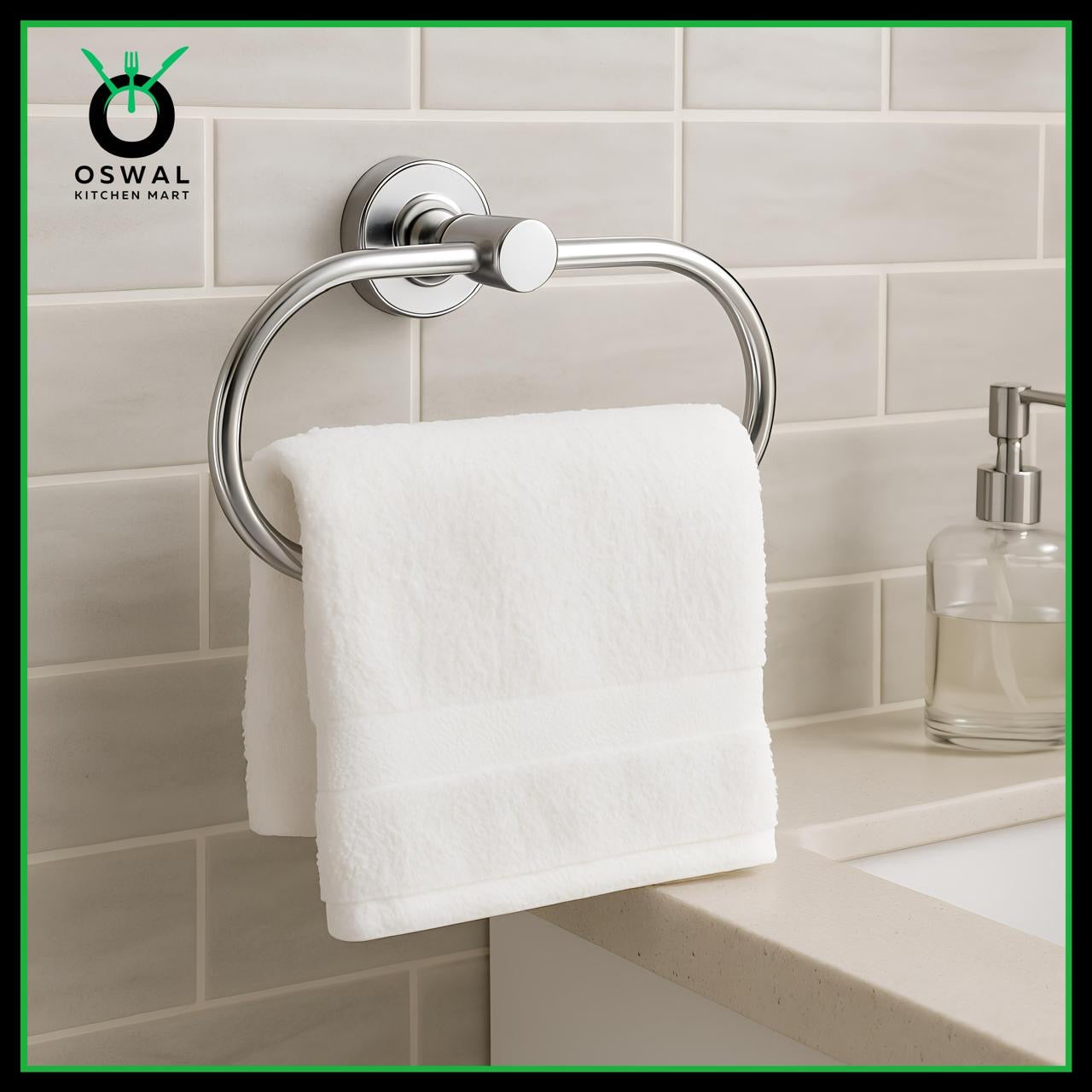 Stainless Steel Oval Towel Ring for Bathroom | Wall Mounted Napkin Holder (Pack of 1)