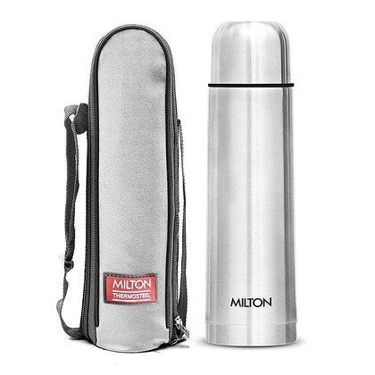 Milton Plain Lid 750 Ml Thermosteel Flask 750Ml , 24 Hr Hot and Cold I Leak Proof Lid, ISI Certified I Vacuum Insulated I for Office, Gym, School