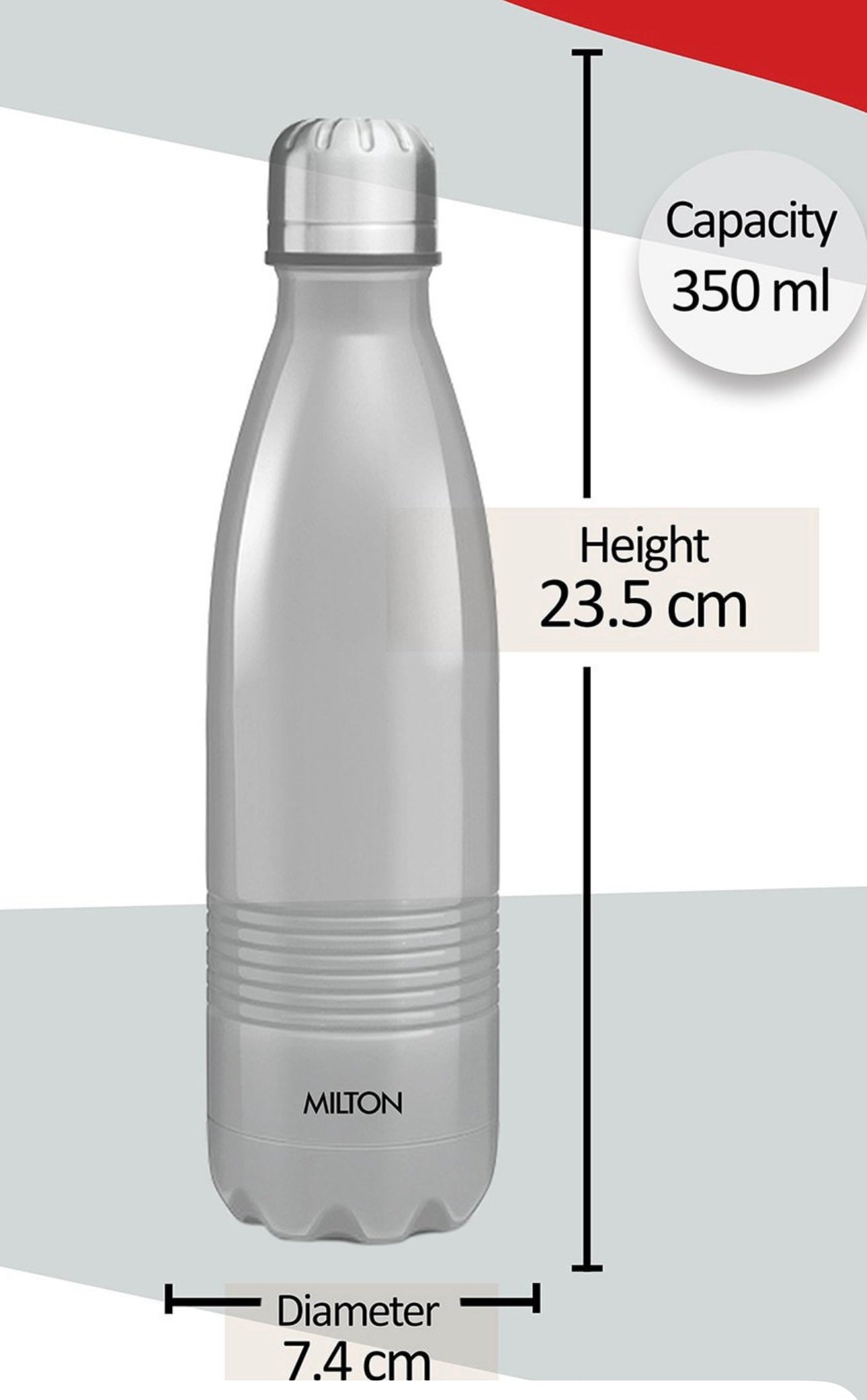 Milton Duo DLX 350 Ml Thermosteel Water Bottle 350 ml, 24 Hr Hot and Cold I Leak Proof Lid, ISI Certified I Vacuum Insulated I for Office, Gym, School