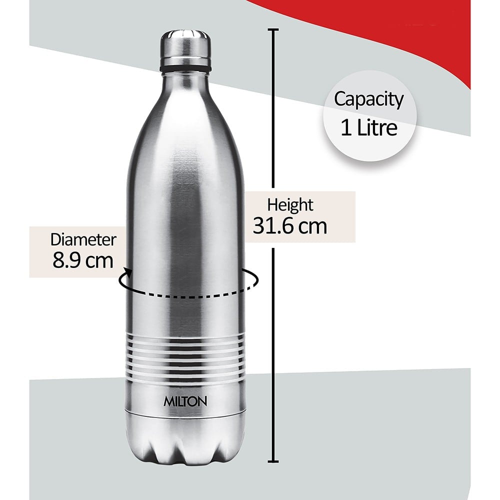 Milton Duo DLX 1000 Ml Thermosteel Bottle, 1000 ml Water Bottle, 24 Hours Hot and Cold, Easy to Carry, Easy Grip, Rust Proof, Tea, Coffee, Office, Travel Bottle