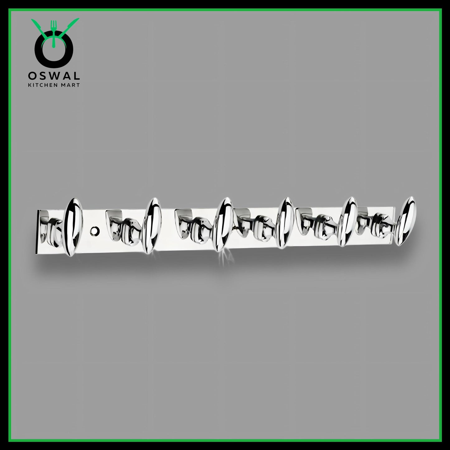Stainless Steel Wall Mounted 6-Hook Hanger Rack (Pack of 1)