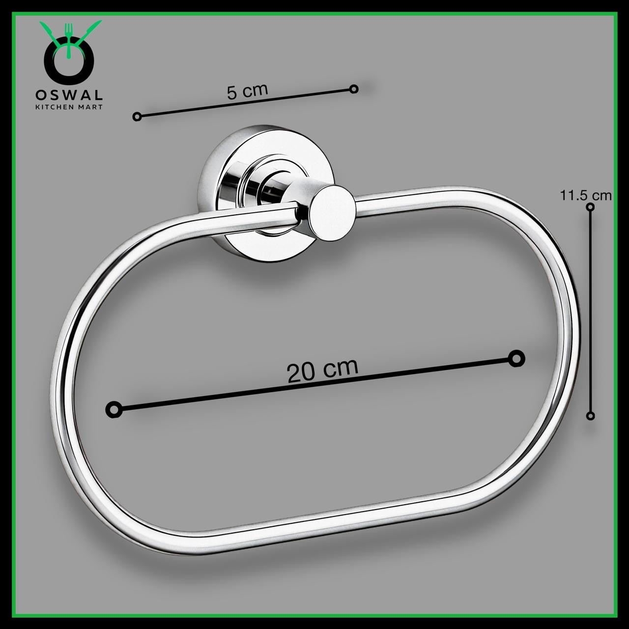 Stainless Steel Oval Towel Ring for Bathroom | Wall Mounted Napkin Holder (Pack of 1)