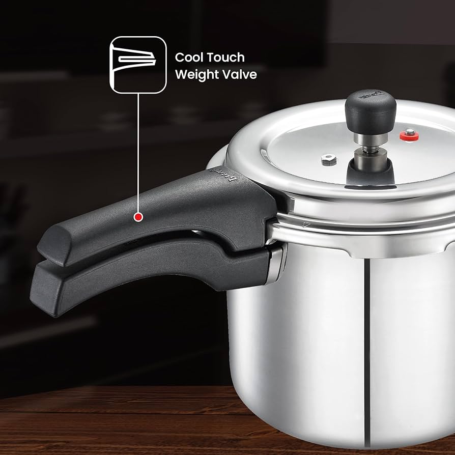 Prestige 4 Litres Svachh Deluxe Alpha Induction Base Outer Lid Stainless Steel Pressure Cooker | Deep lid controls spillage