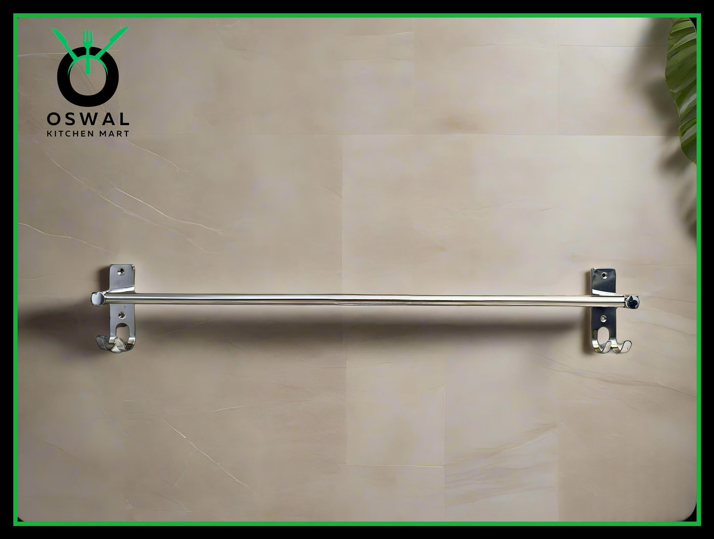 Stainless Steel Towel Rod with Double Hooks – 24-Inch Wall Mounted Hanger for Bathroom