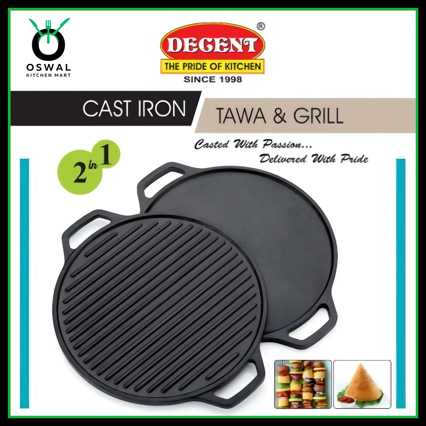Cast Iron 2 In 1 Tawa & Grill