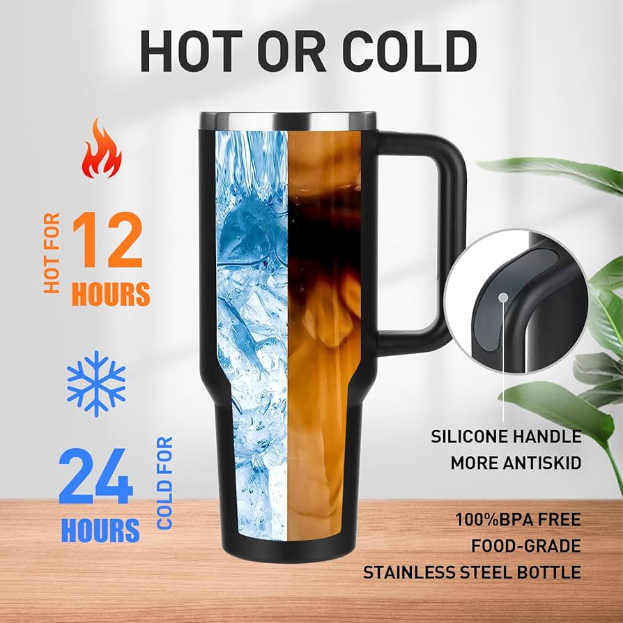 Tumbler with Handle-Insulated Stainless Steel Travel Mug
