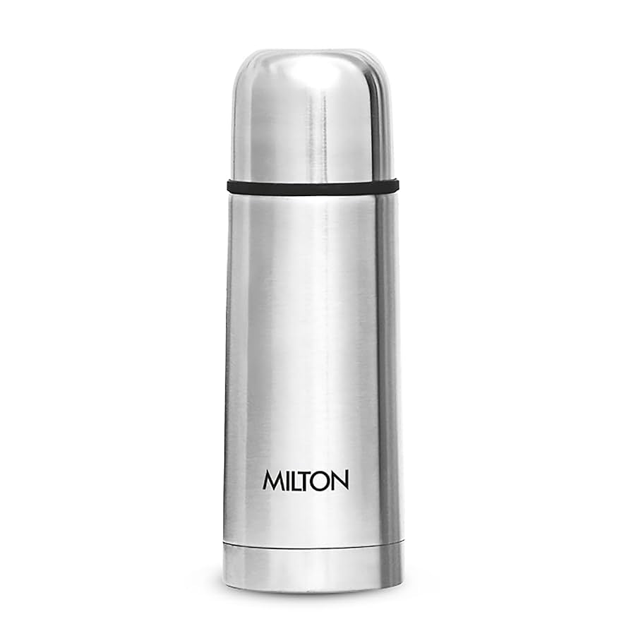 Milton Plain Lid 350 ml Thermosteel flask 350 ml, 24 Hr Hot and Cold I Leak Proof Lid with Jacket, ISI Certified I Vacuum Insulated I for Office, Gym, School