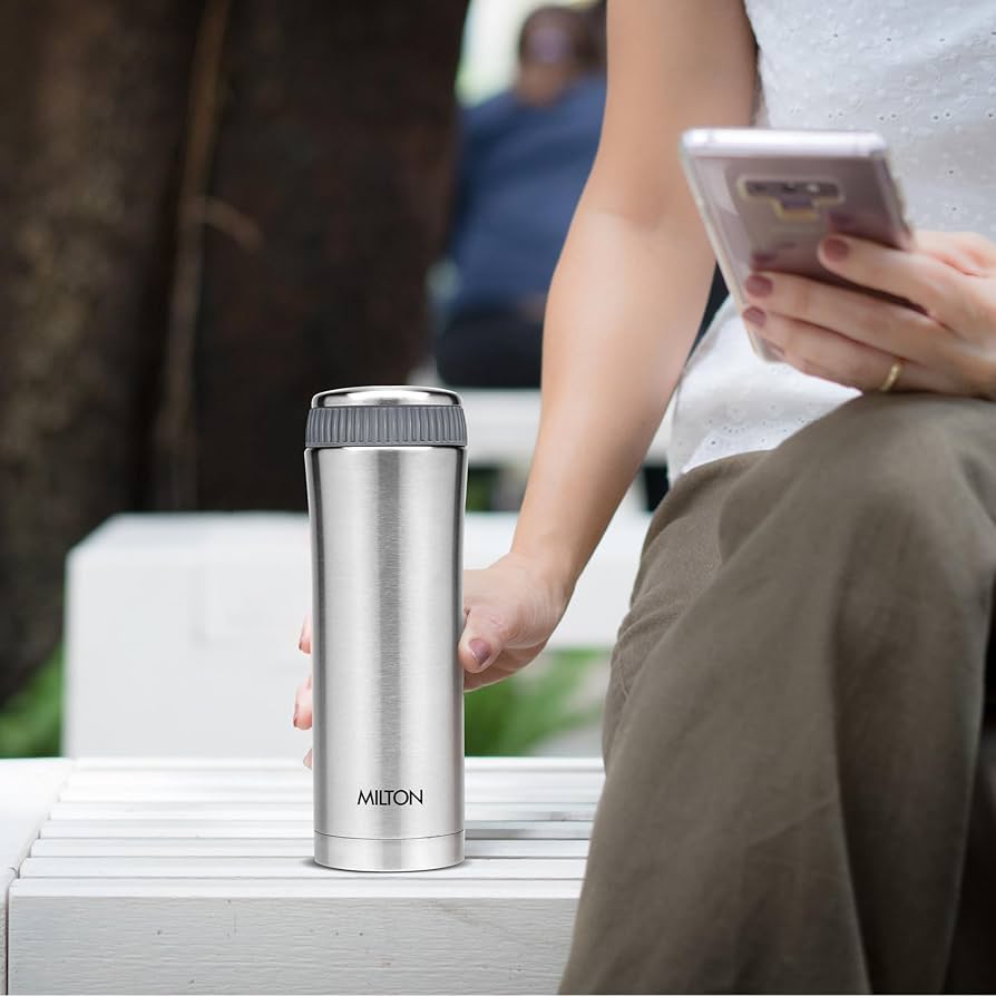 Milton Optima 350 Ml Thermosteel Hot and Cold Flask, 350 Ml| Vacuum Insulated | Rust Proof | Leak Proof | Tea | Coffee | Juice