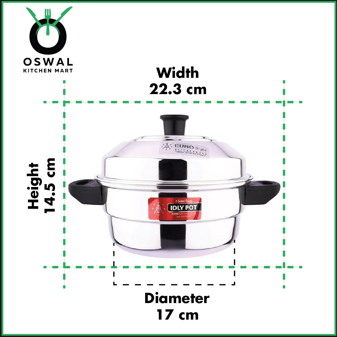 Eurostyle Stainless Steel Idli Steamer , Idiyappam & Dhokla Steamer - ISI Mark Certified(2Idli plates(10idlis) +2 Steamer Plate)3L capacity /3Years warranty/Induction Friendly/Multi-Tier Steaming Cookware for Idli, Dhokla, Modak & More(Pack Of 1)