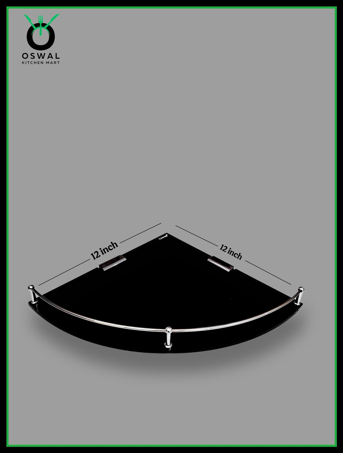 Chirag 12x12 Inch Black Acrylic Corner Shelf – Bathroom Shelf & Accessories (Pack of 1)